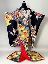 Japanese kimono, UCHIKAKE, Wedding Robe,YU-ZEN,Traditional Pattern,BK, L6'..3919 picture
