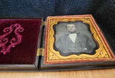 Daguerreotype 6th plate Well dressed Man Full Geomet Thermoplastic Case c1850's picture