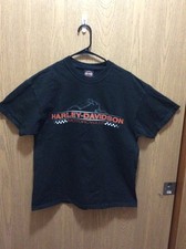MEN'S HARLEY-DAVIDSON T-SHIRT SHORT SLEEVE BLACK  100% COTTON SIZE LARGE picture