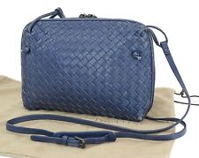 Authentic BOTTEGA VENETA Navy Blue Woven Leather Crossbody Bag Purse #42240 picture