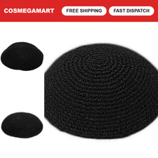 Handmade Black Yarmulke Kippah Kipa Jewish Hat for Men & Kids - All Sizes (21CM) picture