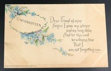 Unforgotten Sandford Card Co. Flower Postcard Antique Greeting Card 1912 Friends picture
