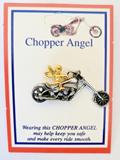 Chopper Motorcycle Angel Pin Two Tone picture