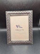 Vintage Collette et Cie 5x7 ornate pewter metal Jeweled Rhinestone Picture Frame picture