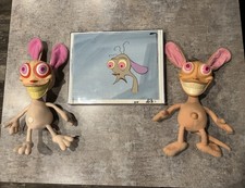 RARE Ren & Stimpy Production Cel w OG BG & 1992 Prototype Talking Ren Plush Lot picture