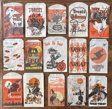 Vintage 1960s-1980s Halloween Paper Trick or Treat Handout Bag Collection picture