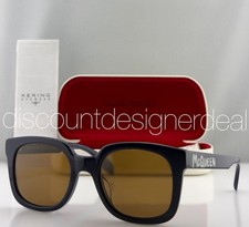 Alexander McQueen AM0348S 004 Square Sunglasses Navy Blue Brown Lens 53mm NEW picture