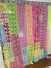 MULTICOLOURED MAGNOLIA PEARL STYLE VINTAGE DOILIES PATCHWORK HAND DYED CURTAIN picture