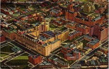 Cook County Hospitol Aerial View Chicago Illinois Linen Postcard c1945 picture