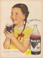 1948 Welch's Pure Concord Grape Juice Girl Pure Enjoyment Print Ad picture