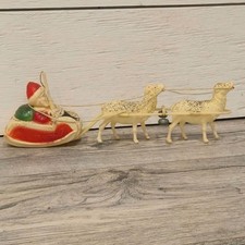 Antique Celluloid Santa Sleigh & Reindeer Glitter Bells Christmas collectible picture