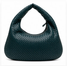 Bottega Veneta Intrecciato Small Veneta Hobo Dark Green Leather w/ Mirror Italy picture