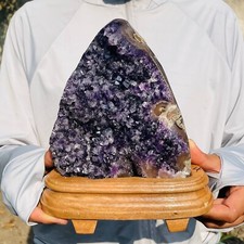 4.54lb Large Natural Amethyst Cluster Mineral Specimen+Stand picture