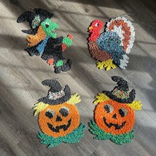 Vintage 70s Retro Melted Plastic Popcorn Halloween Thanksgiving Decor Lot Of 4 picture