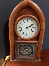 18.5 tall round gothic bee hive clock William  Johnson 8 day time strike picture