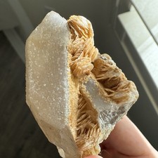 Natural Crystal High-Temp Quartz Cluster w/ Calcite Raw Mineral Fluorescent Heal picture