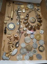 Vintage & Mixed Junk Lot - Jewelry, Novelty Pen, Medals, Coins & Trinkets picture