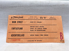 Vintage 1960's DISNEYLAND Adult B Ride Ticket Motor Boats, Swiss Family Tree tk8 picture