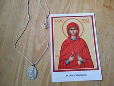 St Mary Magdalene Medal Necklace 925 sterling silver chain 20