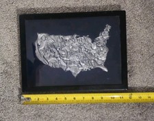 Vtg Fred Szatkowski Pewter Cast USA 3D 43 Piece Animal Map Puzzle Dark Blue Trim picture