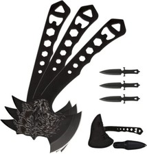 3PCS Throwing Axes and Knives with Full Tang Stainless Steel for Camping, Game picture