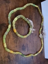 Rare Antique Green Hebron Glass Trade Beads Strand - 18th C. Kano African picture