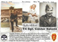 Caster Salemi signed 5x7 photo WW II New Guinea Pacific Theater Rare LOOK picture