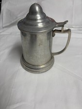 Vintage mid-century lidded aluminum beer stein mug picture
