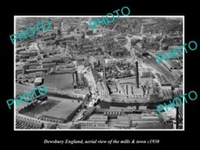 OLD 6 X 4 HISTORIC PHOTO OF DEWSBURY ENGLAND, AERIAL VIEW OF TOWN & MILLS c1930 picture