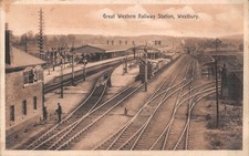 POSTCARD WESTBURY GW RAILWAY STATION ( INTERIOR ) c 1912 BIRDS EYE VIEW picture