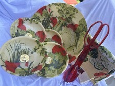 MCM Artmor Fiberglass 7-Piece Salad Set Tomato Harvest Deadstock NWT Vintage picture