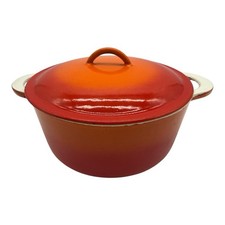 Descoware Vintage Dutch Oven Enamel Cast Iron Flame 8 QT Belgium (Has Pitting) picture