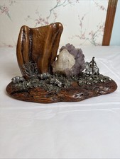 Vintage Handcrafted Gold Rush Mining Scene – Natural Amethyst, Pyrite  Sculpture picture
