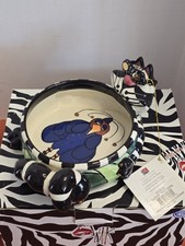 SWAK Lynda Corneille Clancy Cat Kitty Bowl Dish Whimsical Colorful SIGNED picture