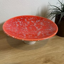 Vintage 1960s Jaru California MCM Red Lava Pedestal Bowl Centerpiece picture
