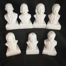 Vtg Set of 7 Willis Music Co. Composers White Porcelain Bisque Busts 5