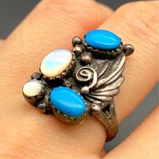 Vintage Southwestern Turquoise MOP Sterling Silver Ring Size 6.25 picture