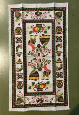 Charming Vintage  Linen Tea Towel Pennsylvania Dutch Folk Art NEW picture