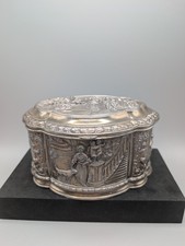 Vintage Antique Silver Plated Trinket Jewelry Box Casket Courtiers Cherubs 5,5