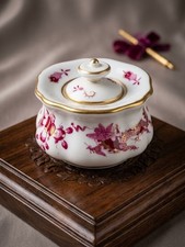 Meissen Rich Court Dragon Purple Sugar Bowl Box With Lid Restored Knob Antique picture