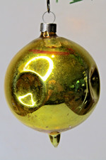 RARE Vintage pre WWII Glass Multi Indent DROP Christmas Ornament Heim Gold picture