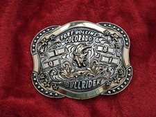 X~Treme Bull Riding☆1981☆RODEO CHAMPION TROPHY BUCKLE☆Fort Collins CO☆Rare☆376 picture
