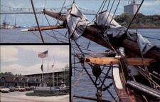 Savannah Georgia Riverfront Inn sailboat entrance hotel flag vintage postcard picture