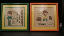 2 Vintage 1976 Recipes Framed Kitschy Wall Art Susie Decorative Arts #7622 MCM picture