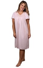 Shadowline Women's V-Neck Short Nightgown, Pink, Small picture