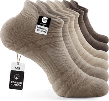 6 Pack Athletic Running Ankle Socks, Cotton Low Cut Cushioned Anti-Blister Tab S picture