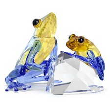Swarovski Idyllia Frog and Baby Crystal Figurines Blue Yellow Shimmer 5721547 picture