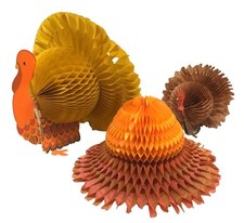 Fall Thanksgiving Vintage 70s Honeycomb Paper and Single Side Die Cut Decor Lot picture