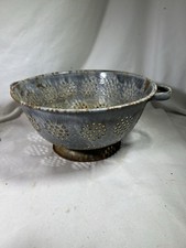 Vintage Enamelware Colander Gray 10’’ Primitive Home Kitchen Farm House Decor picture