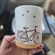 Crazy Cat Lady Ceramics Ride On Bicycle Tea Coffee Mug picture